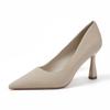 89911 [Schafsleder] High Heels Damen dünne Absätze 2025 neu spitz zulaufend Imitation gewebte Oberfläche flacher Ausschnitt Pendlerschuhe