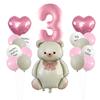 Cute Matte Bear Rainbow Aluminum Film Balloon Set Love Digital Children'S Birthday Party Decoration Rainbow Balloon
