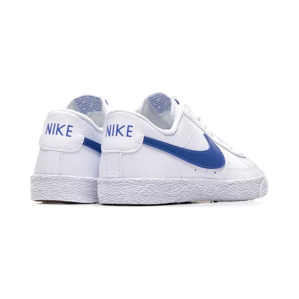 Nike Blazer Leather Low top Kids' Skateboarding Shoes White Blue Children Aged 3 7 Years Old CZ7579-100