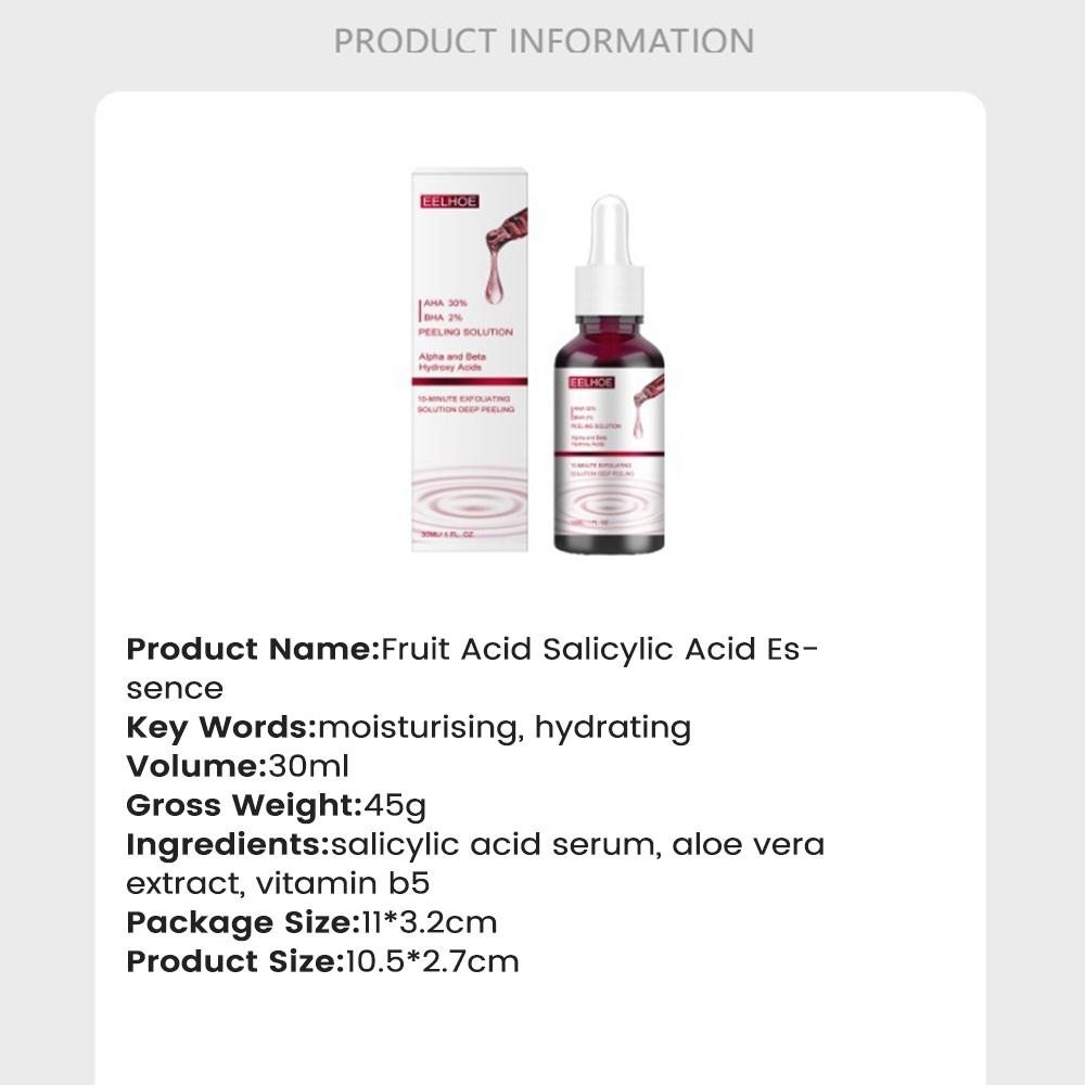 AHA 30%+BHA 2% Exfoliating Face Salicylic Acid Serum Shrink Pores Moisturizing Nourish Smooth Essence Oil Control Skin Care