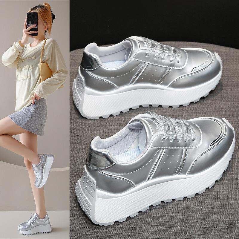 Fashion Silvery Woman's Vulcanized Shoes Spring Autumn Luxury Brand Women Casual Shoes Sneakers Walking Footwear Tennis Zapatos De Mujer