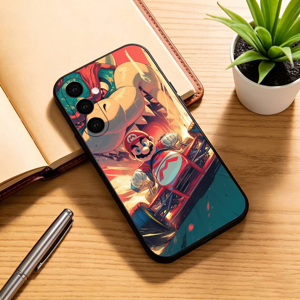 

cartoon Super T-MarioS Bros Phone Case For Samsung Galaxy A73,A72,A71,A70,A53,A52,A51,Soft Silicone Black Cover Samsung a50 30s 50s
