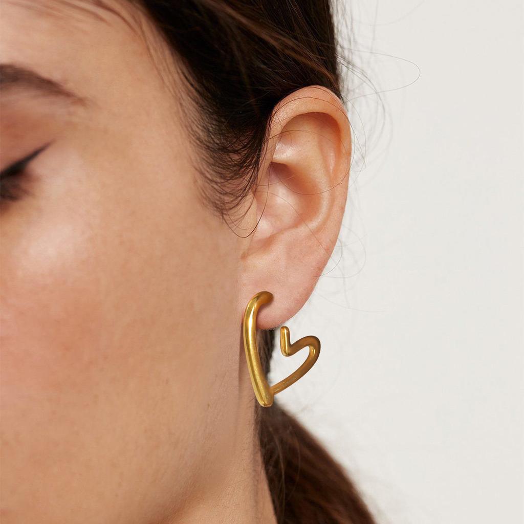 Chic Heart Earring, Stainless Steel Hoop Earring for Women Girls Hypoallergenic Jewelry