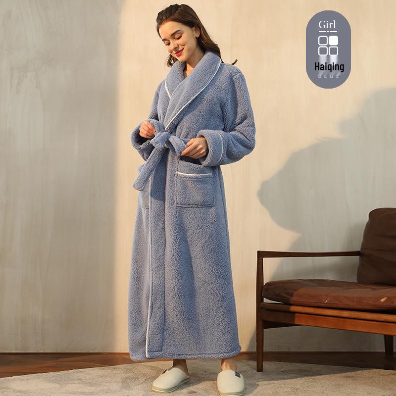 Mens & Womens Luxurious Extra Long Fleece Bathrobe - Thick, Plush, Plus Size Autumn/Winter Pajamas for Couples