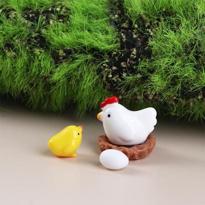 Frango Fofo Resina Pintinho Ovo Galinheiro Micro Paisagem Decoração Minúscula Ornamento Estatueta Miniatura