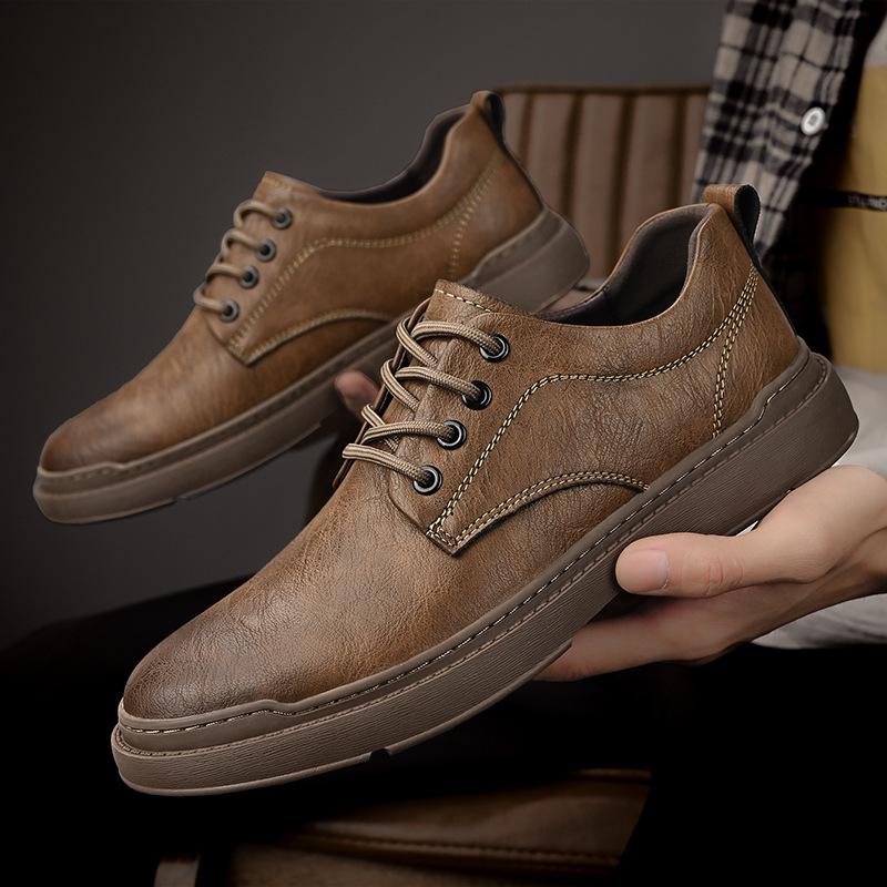 

Spring and summer new outdoor tooling breathable casual men s business leather shoes 44 хакі