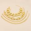 4 PCS Gold Color Chain Link Chain Bracelet Set Ins Style Women Boho Thick Cuban Chain Bangles Trendy Jewelry Set Gift Items