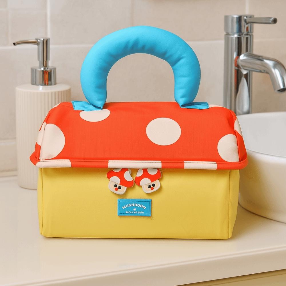 Oxford Cloth Mushroom Makeup Bag Multifunctional Toiletry Bag Kawaii Handheld Cosmetic Case Girls