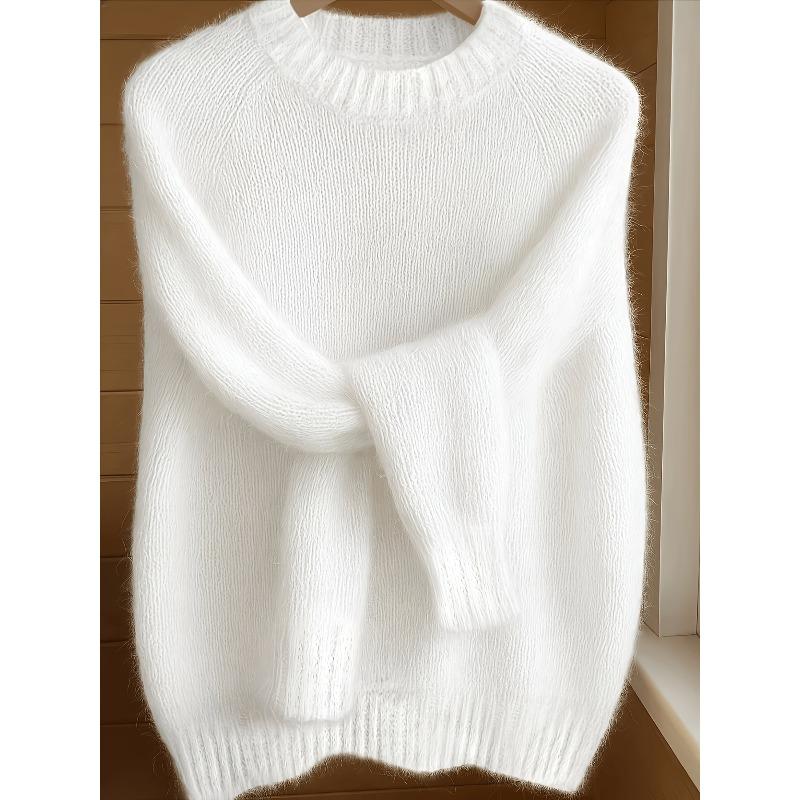 French-Style Round-Neck Sweater, Soft and Cozy, Elegant Design, Perfect for Spring and Autumn Commuting and Outings