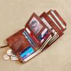 Men's Genuine Leather Wallet Vintage Short Multi Function Card Slots RFID Blocking Protection Zipper Coin Pocket Money Bags