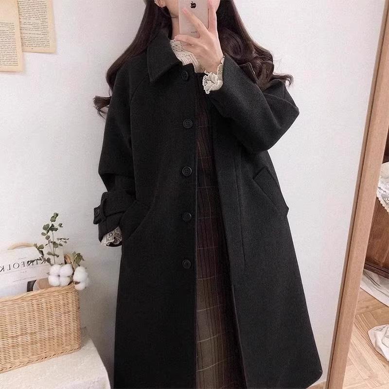 

Женское утолщенное шерстяное пальто в стиле Хепберн, осень/зима 2024 г. (390 г, миниатюрная, корейская версия) L чёрный