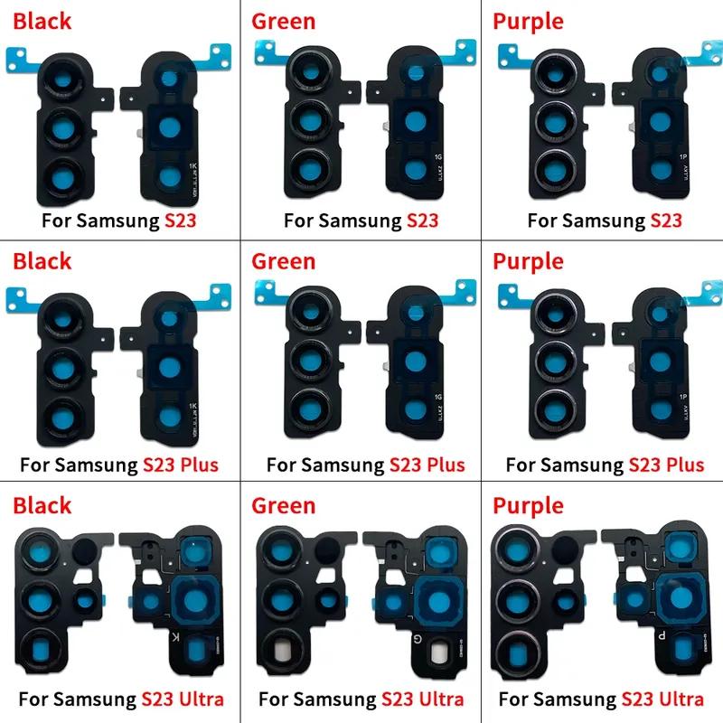 NEW Back Camera Glass Lens Cover with Frame Holder Replacement Part For Samsung S23 / S23 Plus / S23 Ultra