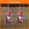 Santa Themed Christmas Claus Holding Tree Pattern Women Acrylic Earrings
