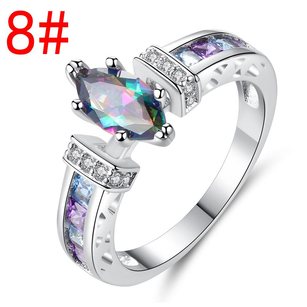Colorful Marquise Zircon Ring: Women's Simple Fashion Versatile Jewelry