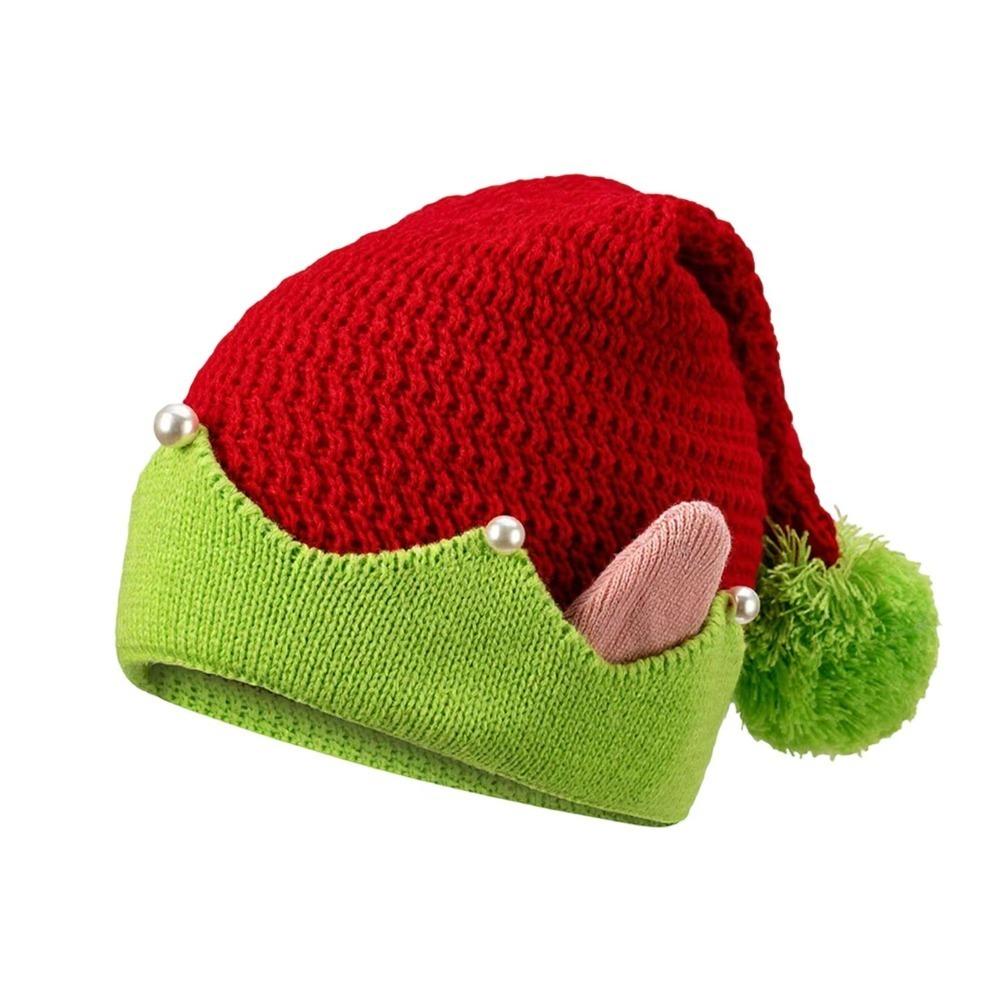 Striped Pattern Christmas Hat Knitted Knitted Hat Christmas Holiday Gift Elf Santa Cap  New Year