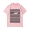 Men's 100% Cotton Crew Neck Short Sleeve T-Shirt, Minimal Striped Hidden Abstract Face Optical Illusion Print Casual Comfortable Daily Wear Summer Bre