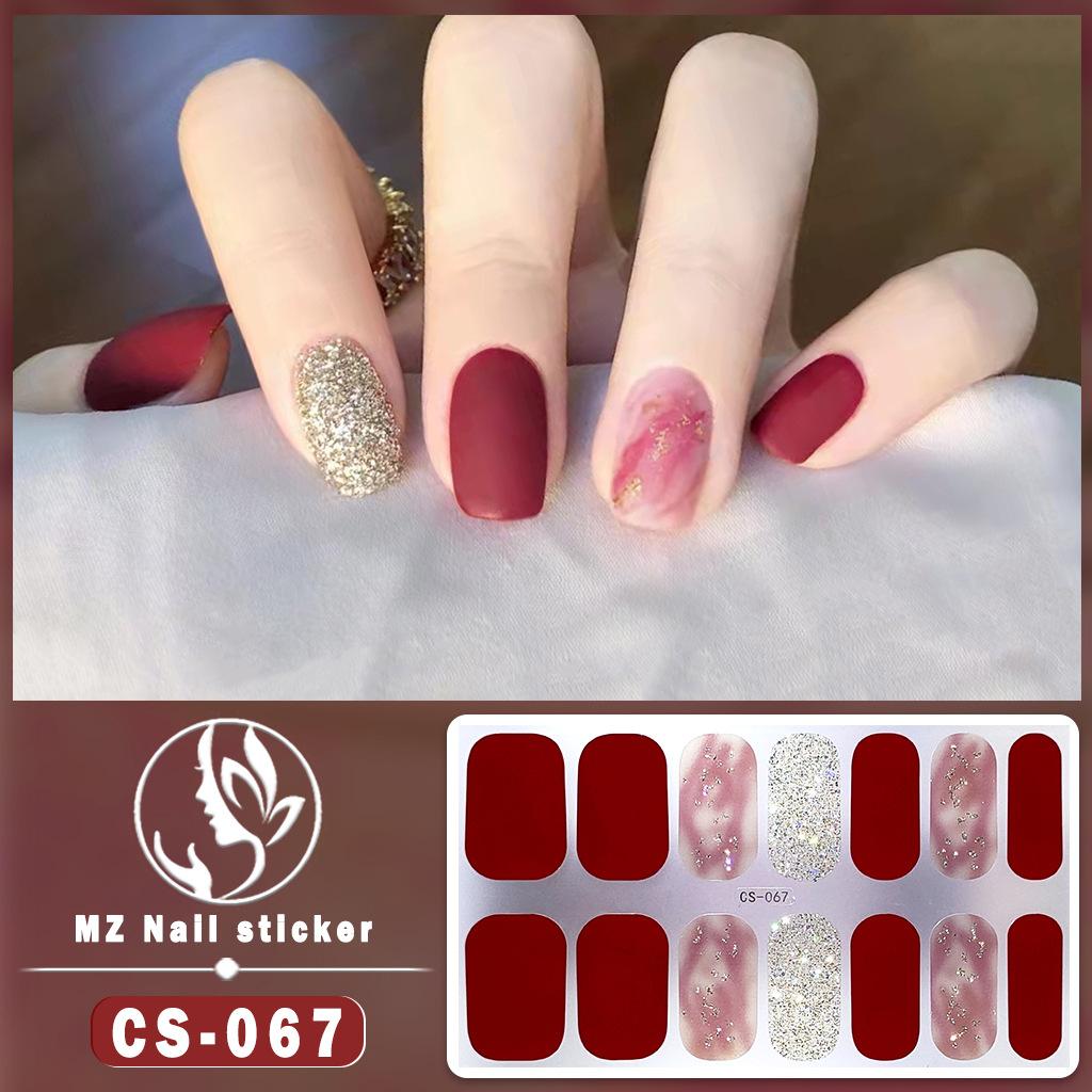 CS Waterproof No-Cure Gel Nail Wraps, Full Cover Spring & Summer Blend & Contrast Color Nail Stickers, Nail Patch Films