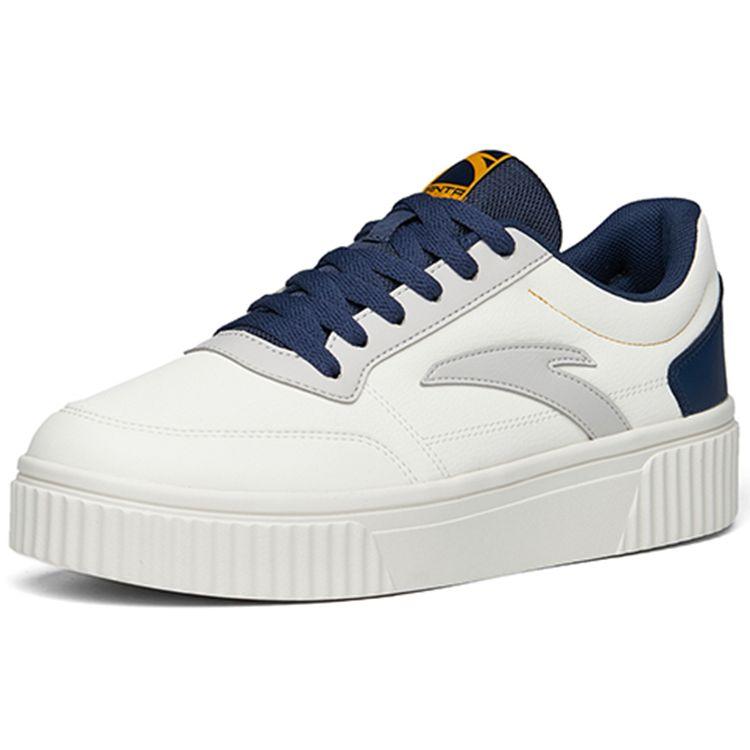 Anta Lifestyle Series Biscuit Shoes Durable Breathable Low Top Skate Shoes Men Sneaker White Gray Blue 912358005-4