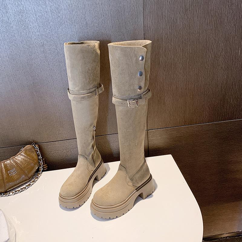 Schneestiefel langer Schaft zwei Tragemöglichkeiten dicker Plüschstiefel kleiner Mann dicke Sohle Höhenverstellung vielseitige Damenstiefel Knie-Wärmestiefel