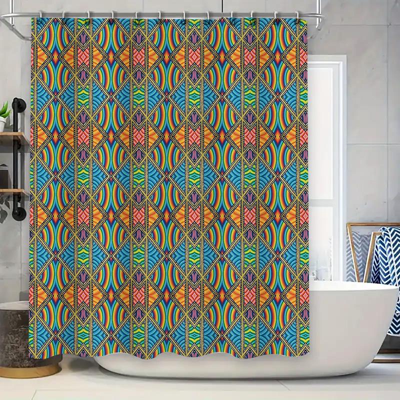 Boho Shower Curtain Nature Pattern Tropical Leaves Scenic Backdrop Bathroom Decor Modern Farmhouse Home Decor Artistic Wall Hang