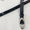 Simple Moon-Shaped Rivet Decorative Wide Belt Casual Versatile Belt Schoolgirl Pin Buckle Jeans Belt