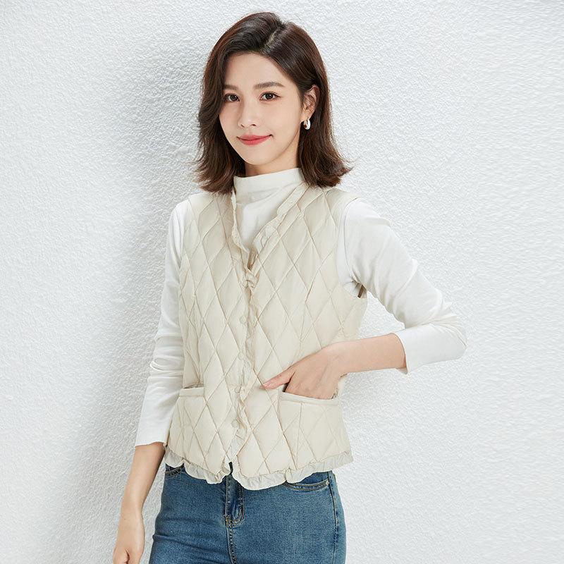 Autumn and Winter Women's 90 Down Light Down V-neck Duck Down Waistcoat Down Jacket