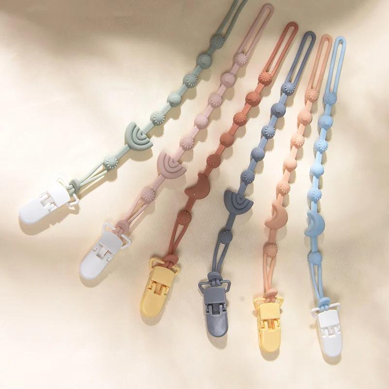 Baby Silicone Pacifier Chain Clip Dummy Nipples Holder Clips BPA Free Babies Teething Chain Toy Gifts For Cute Baby Accessories