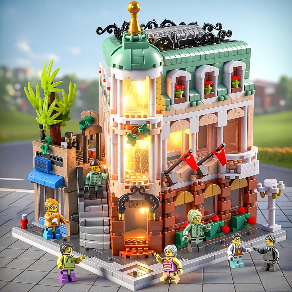 Compatible With High-quality Corner Hotel Building Block Models, Challenging Educational Building Block Structures