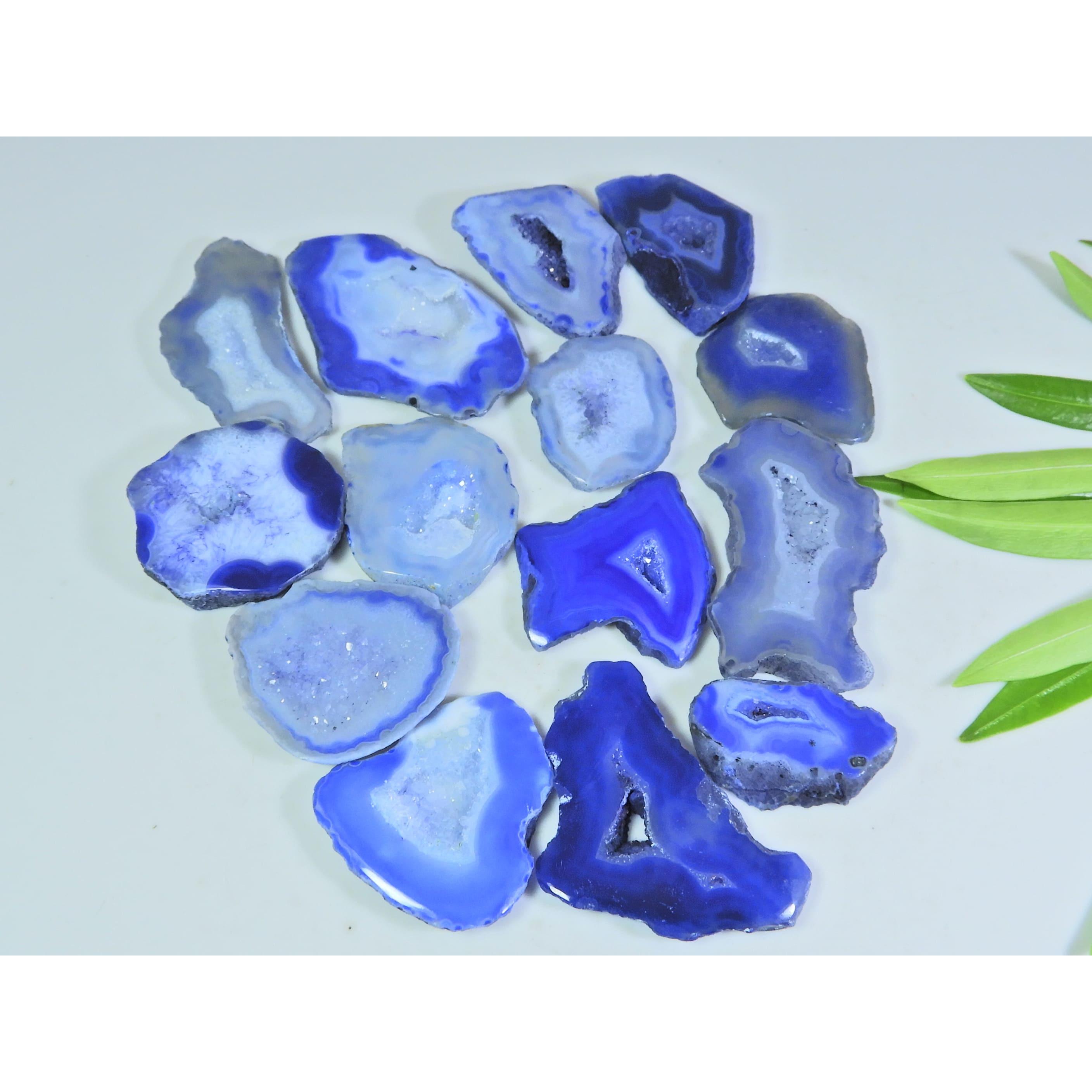 

359Cts. Dyed Slice Druzy Agate Fancy Cabochon Loose Gemstone 14 Pcs Lot A-34