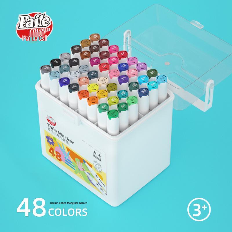 Popular Quick-Dry Double-Ended Marker Set: 12, 24, 36, 48, 60 Colors with Triangular Barrel and Eco-Friendly Ink.