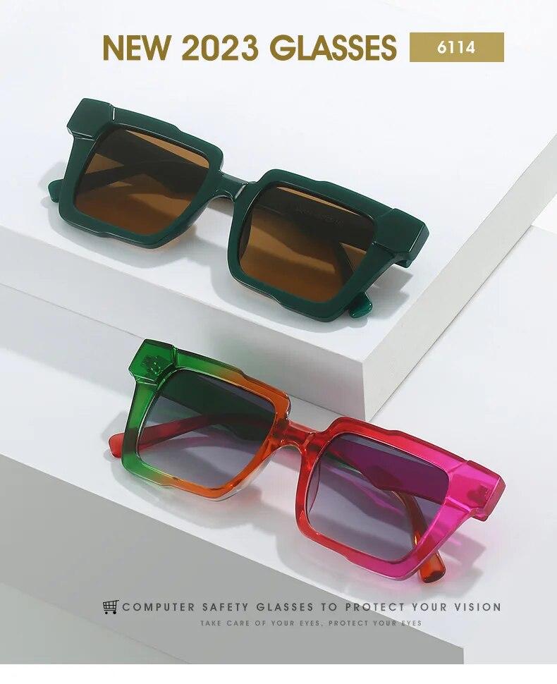 Europe And The United States New Fashion Square Frame Men And Women Sunscreen Sunglasses Outdoor Travel Color Personality Sungla