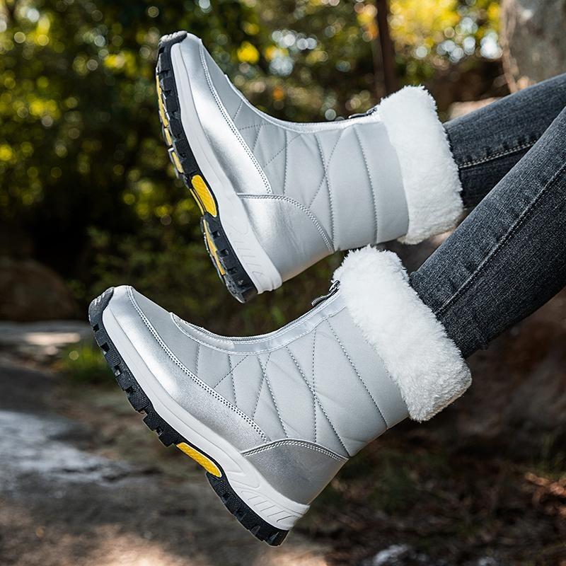 35-42 Stivali da neve da donna alti in cotone, grandi dimensioni, impermeabili e antiscivolo, da esterno