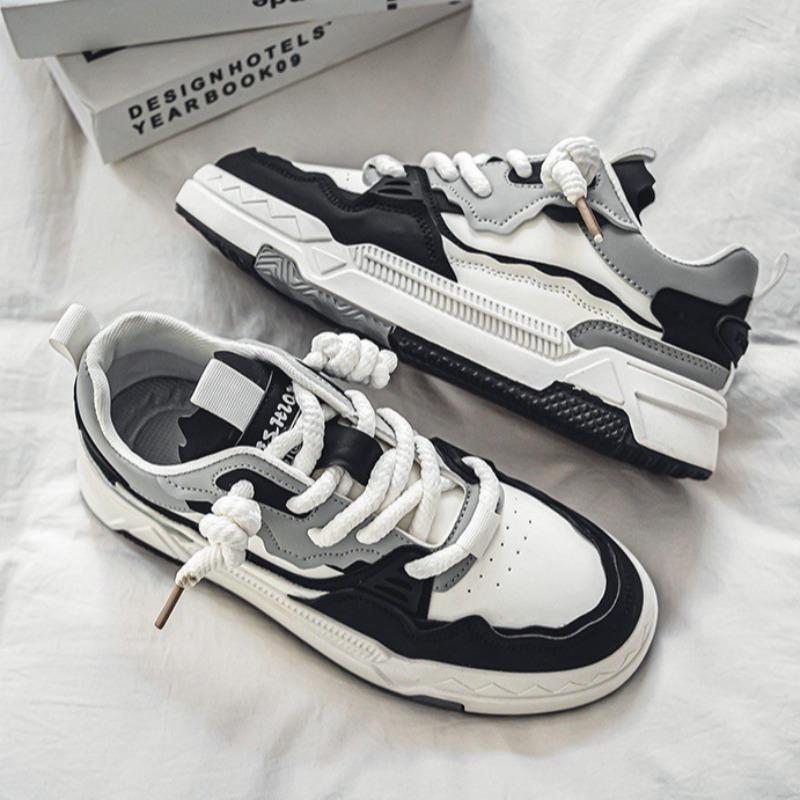 Fashion Fashion Shoes for Men Student Lace-up Thick Baseplate Shoes Four Seasons PU Leather Casual Run Sneaker Comfort Zapatillas Hombre