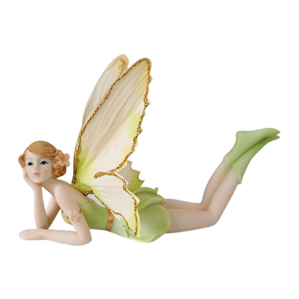 Resin Fairy Sculpture Art Ornament Winged Angel Elf Sculpture Handicraft Holiday Gift Home Decor for Office Garden