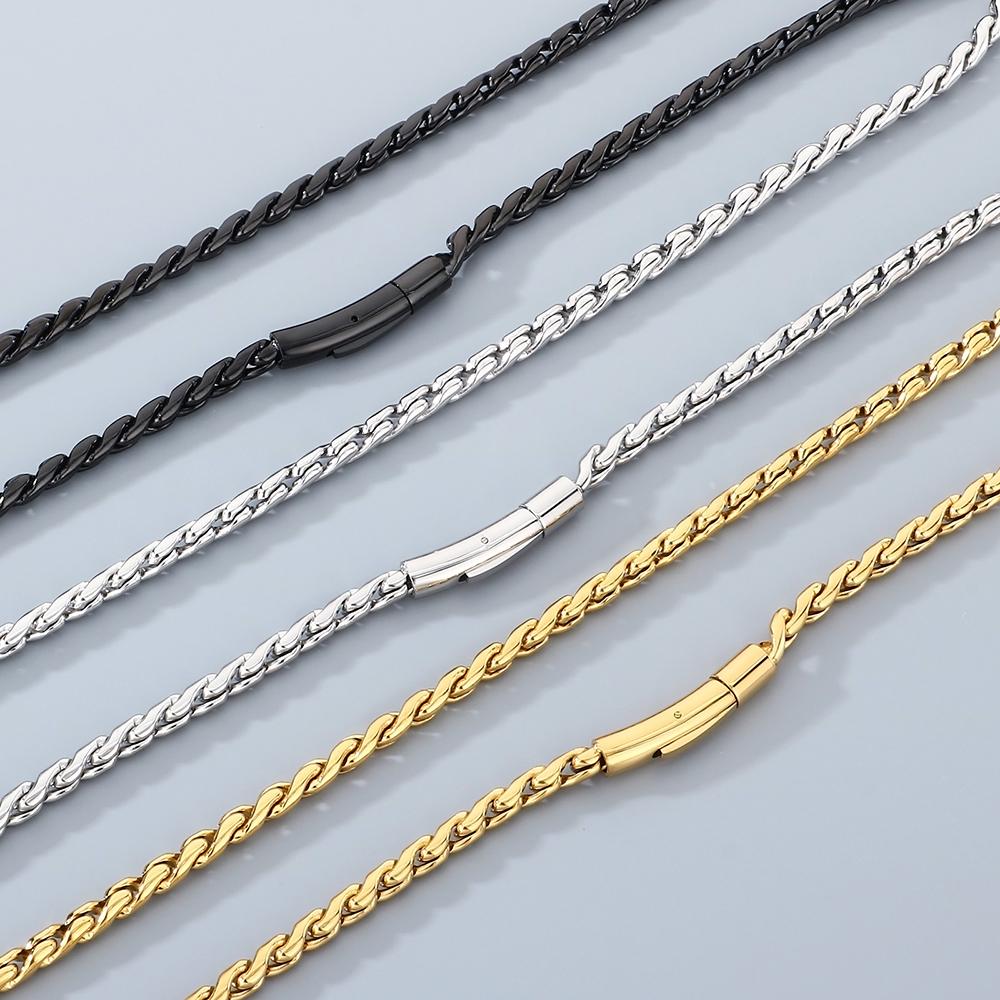 Geflochtene Edelstahl Gliederkette Halskette Herren 65CM Länge 4MM Breite Herrenketten Halsketten Schmuckzubehör Choker Mann Männlich