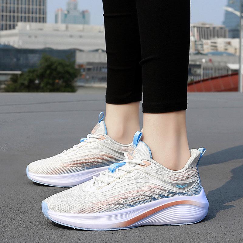 Women's shoes autumn sports shoes black soft-soled casual and lightweight mesh sports students shock-absorbing running shoes