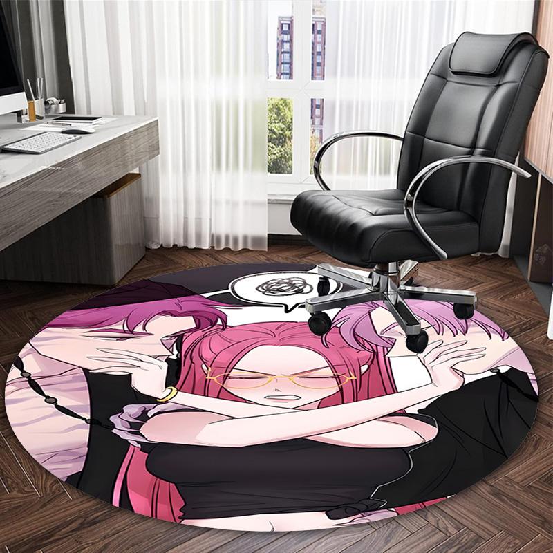1pc KPop Demon Hunters27 Print Round Carpet Chair Round Carpet Suitable for Bedroom Living Room Home Decorative Carpet