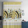 Bee Nest Eucalyptus Leaves Daisy Flower Yellow Voile Sheer Curtains Living Room Window Tulle Curtain Bedroom Drapes Home Decor