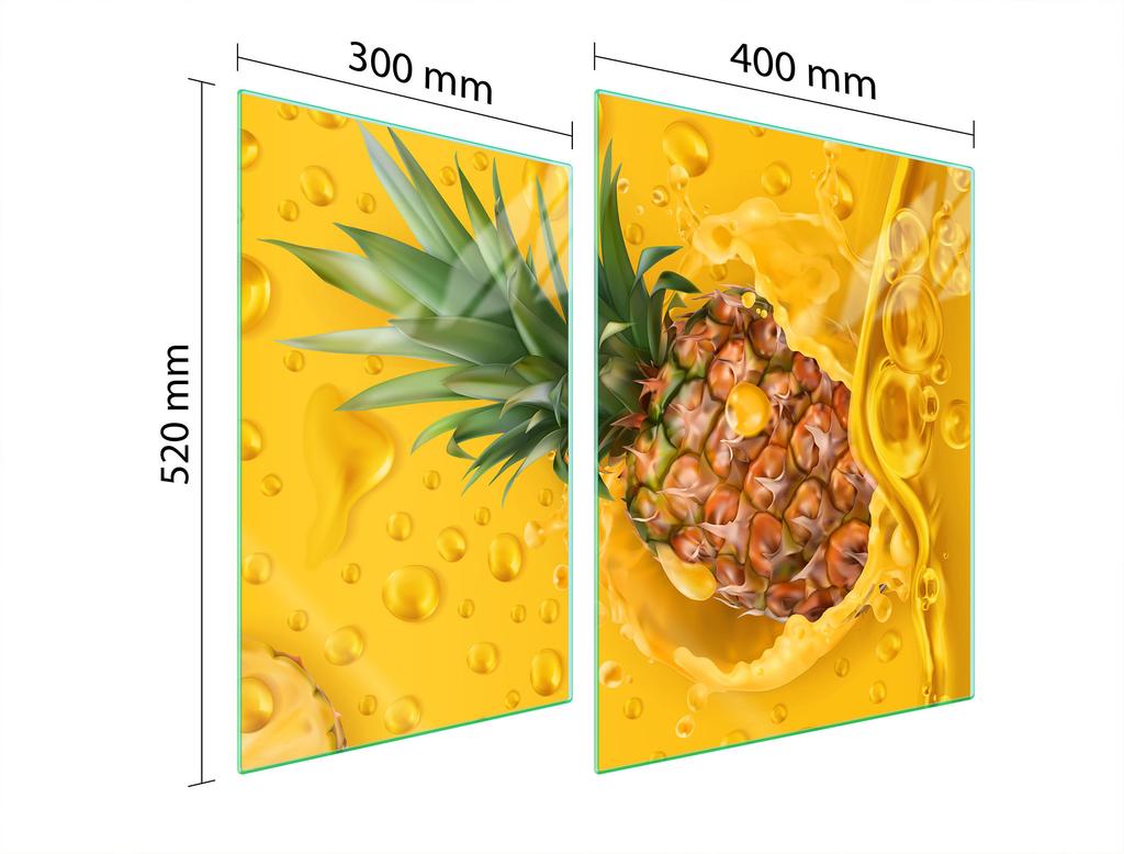 SZKLANA PŁYTA OCHRONNA NA KUCHENKĘ 70x52 ANANAS