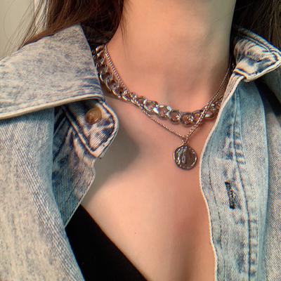 Bohemian Lady Temperament Elegant Cool Personality Retro Hip Hop Portrait Exaggerated Thick Chain Multi-layer Necklace MIT
