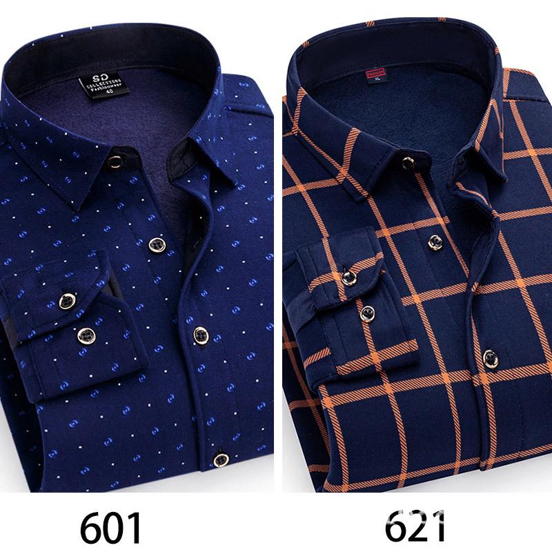 2024 Herren Kariertes Langarm Dickes Warmes Hemd für Herbst und Winter