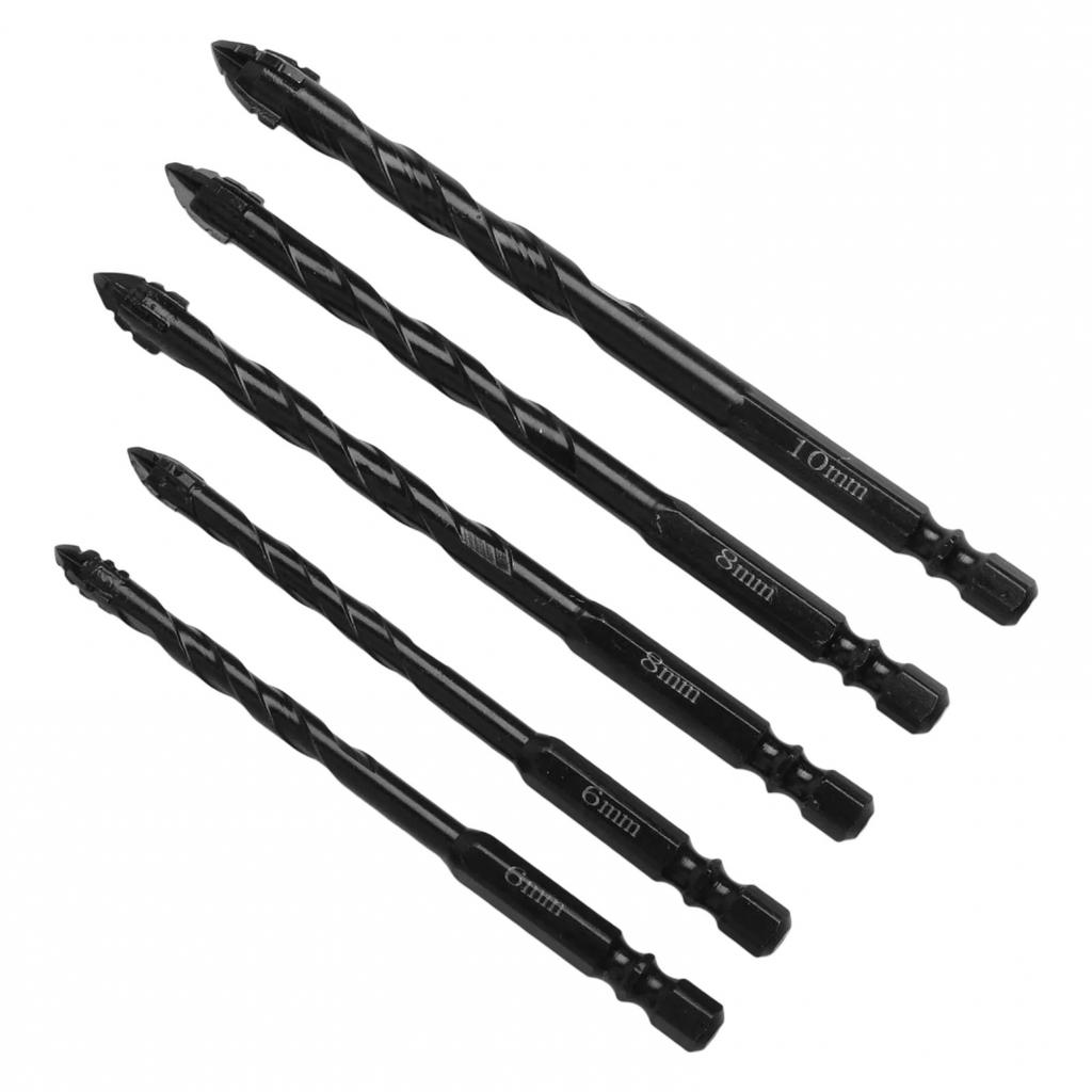 5-Piece Eccentric Drill Kit for Tile Glass Plastic Drilling with Hex Shank