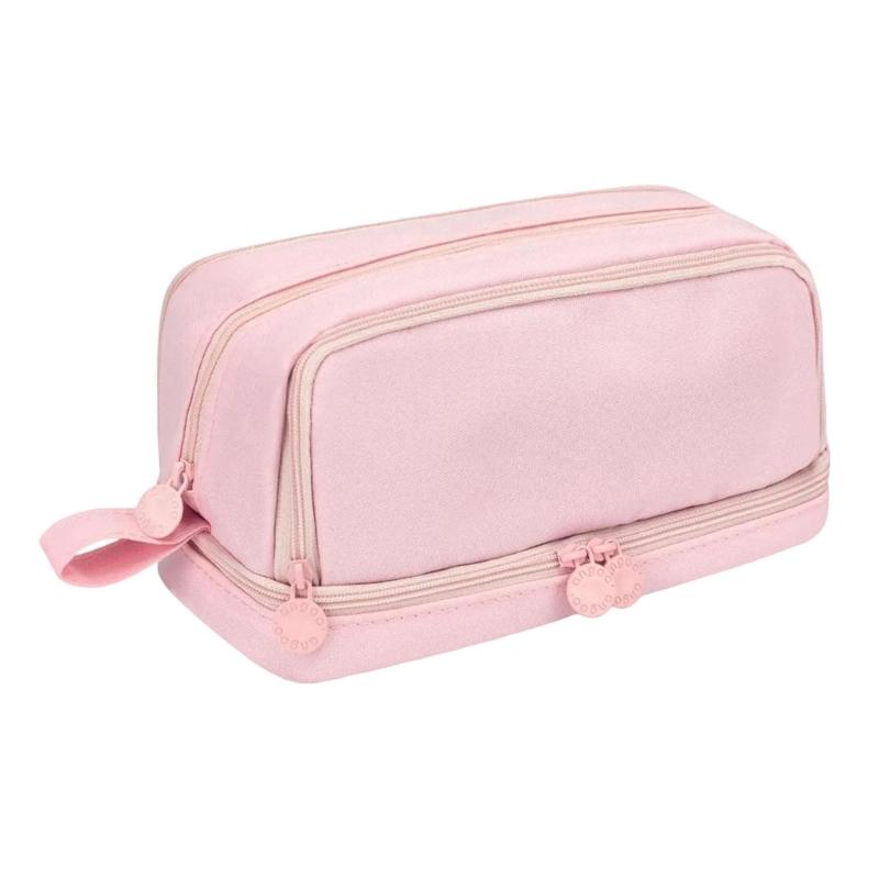 Large Capacity Pencil Bag Pen Case Solid Color Pencil Case Double Layers Pencil Pouch Pen Bag School Office Supplies