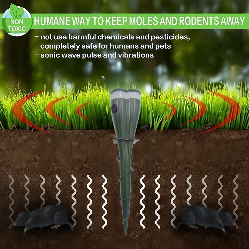 Ultrasonic Gopher Repellent Waterproof Groundhog Deterrent Solar Powered Mole Repellent  Farmland