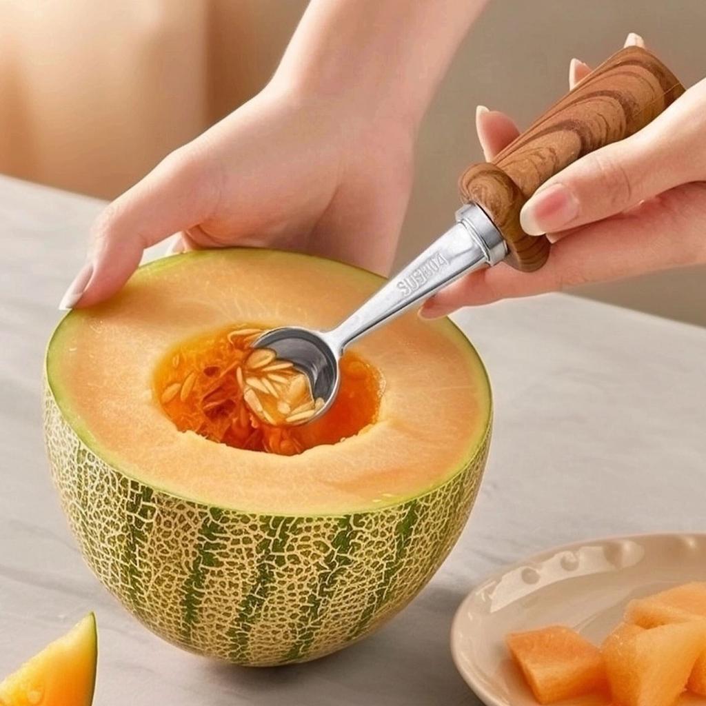 WORTHBUY 304 Stainless Steel Fruit Scoop Standing Melon Baller Scoop Ice Cream Scoop Watermelon Carving Knife Kitchen Gadgets