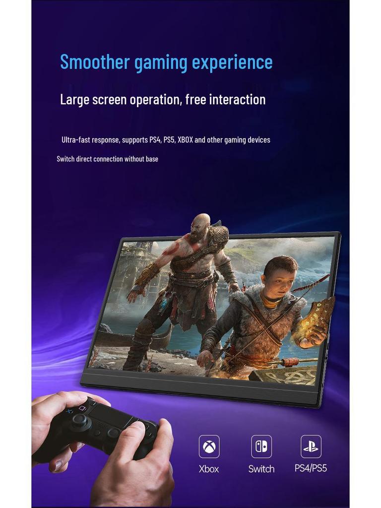 14/15.6 Inch 4K IPS 144HZ Portable Touchscreen Monitor for Laptops & Switch
