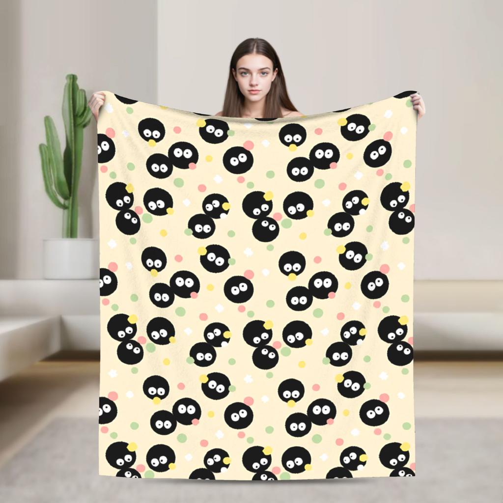 Susuwatari  Soot Sprites  Plush Blanket Students  Flannel Throw Blanket For Outdoor Soft Warm Design Quality Bedspread Gift Idea