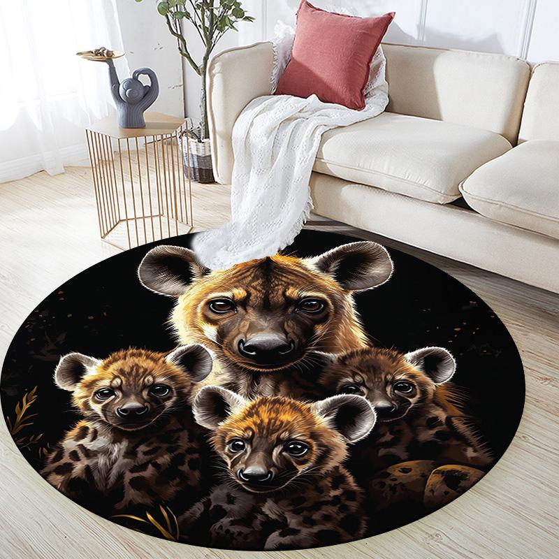

Hyena Family Round Area Rug,Carpet Rug for Living Room Bedroom Sofa Playroom Decor,Non-slip Floor Mat 80cmx80cm