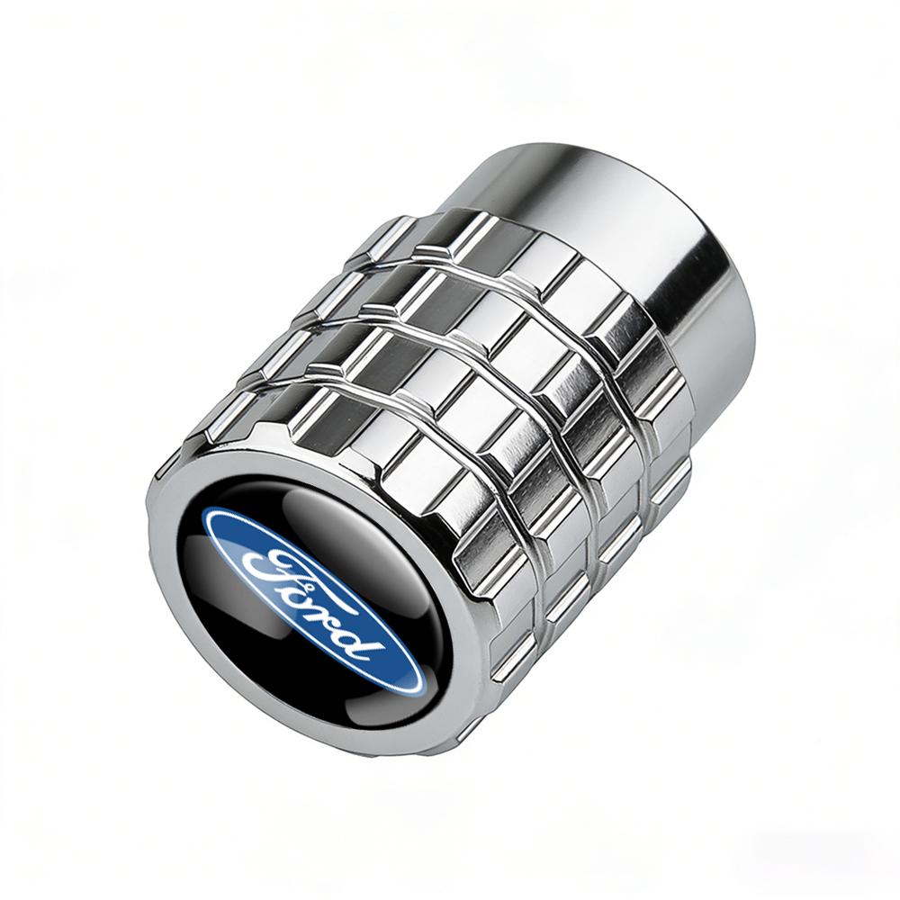SPZS3 4pcs Aluminium Car Tire Valve Stems Caps Gear-shaped-Valve For Ford Focus 2 mondeo mk3 f150 fusion mustang MK7 Auto Accessories