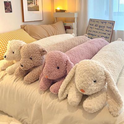Long Pillow Long Body Shape Body Pillow Soft Rabbit Bear Design Plush Lambswool Fabric Support Nap